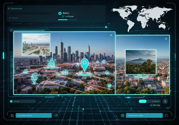AI analyzing an image to pinpoint location globally.