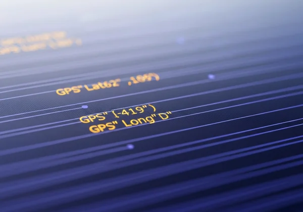 EXIF data showing GPS coordinates on a screen