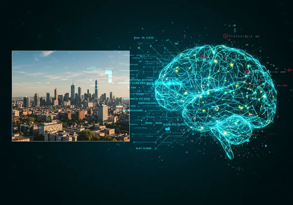 AI analyzing a photo, identifying visual patterns and objects.