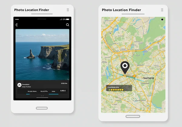 Photo Location Finder interface showing a precise location on a map