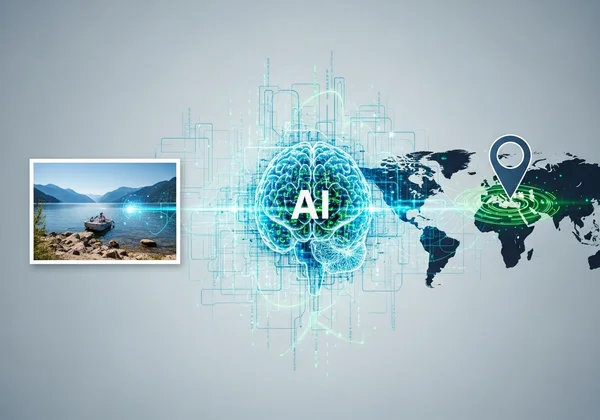 AI analyzing an image to pinpoint its geographical location