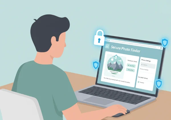 User uploading photo to secure location finder
